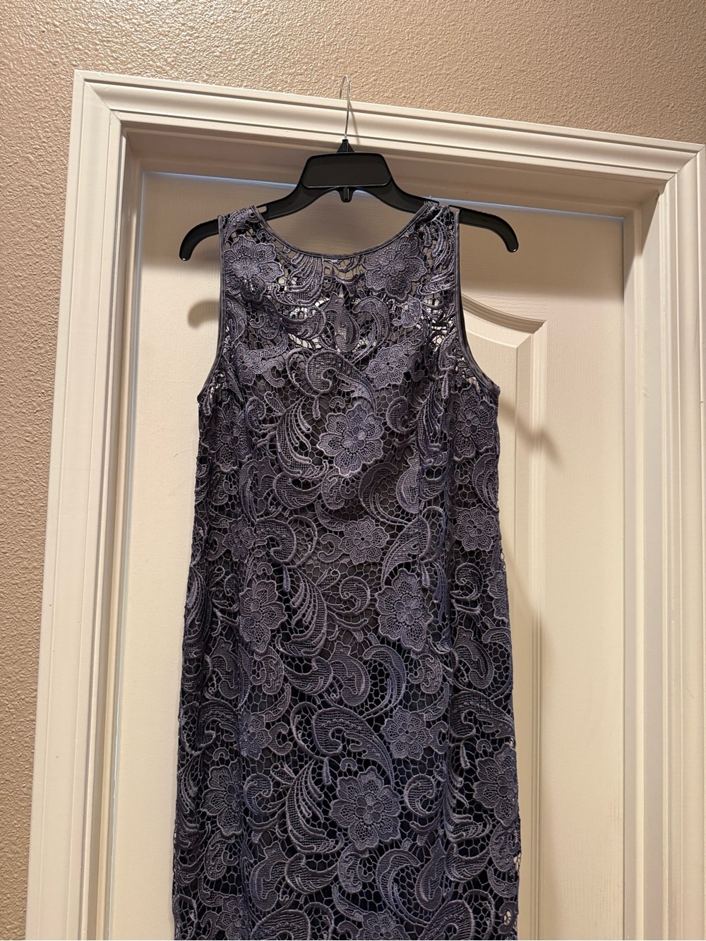 Adrianna Papell Sleeveless Lace Sheath Dress in Slate Blue